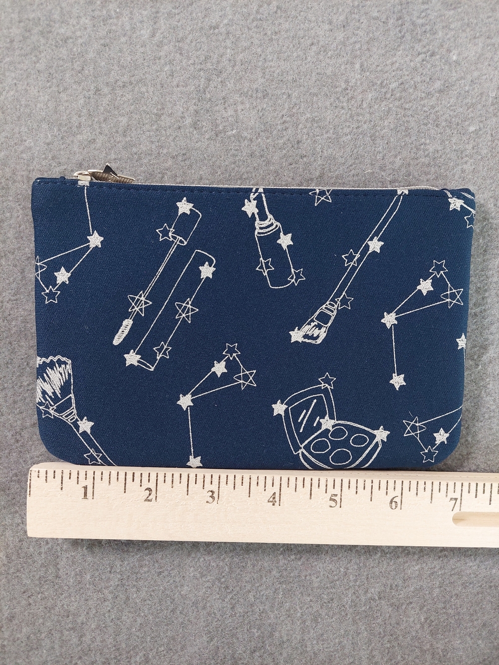 Ipsy Navy Blue Celestial Constellation Makeup Bag Gold Star Zipper Pouch